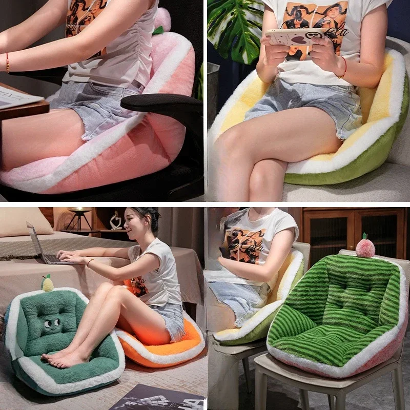 Thickened Fruit Watermelon Durian Winter Plush Lovely Wind Warm Seat Thickened Cushion Cushion Fully Covered Chair Cushion