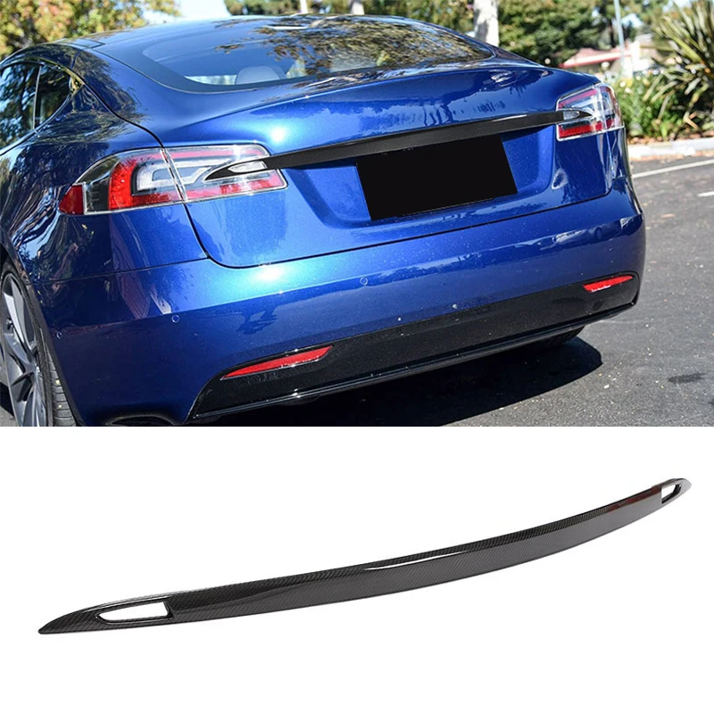 Carbon Fiber Rear Trunk Trim Spoiler Wing For Tesla Model S X 2016 - 2020 Car Rear Trunk Boot Lip Wing Spoiler Trim Cover