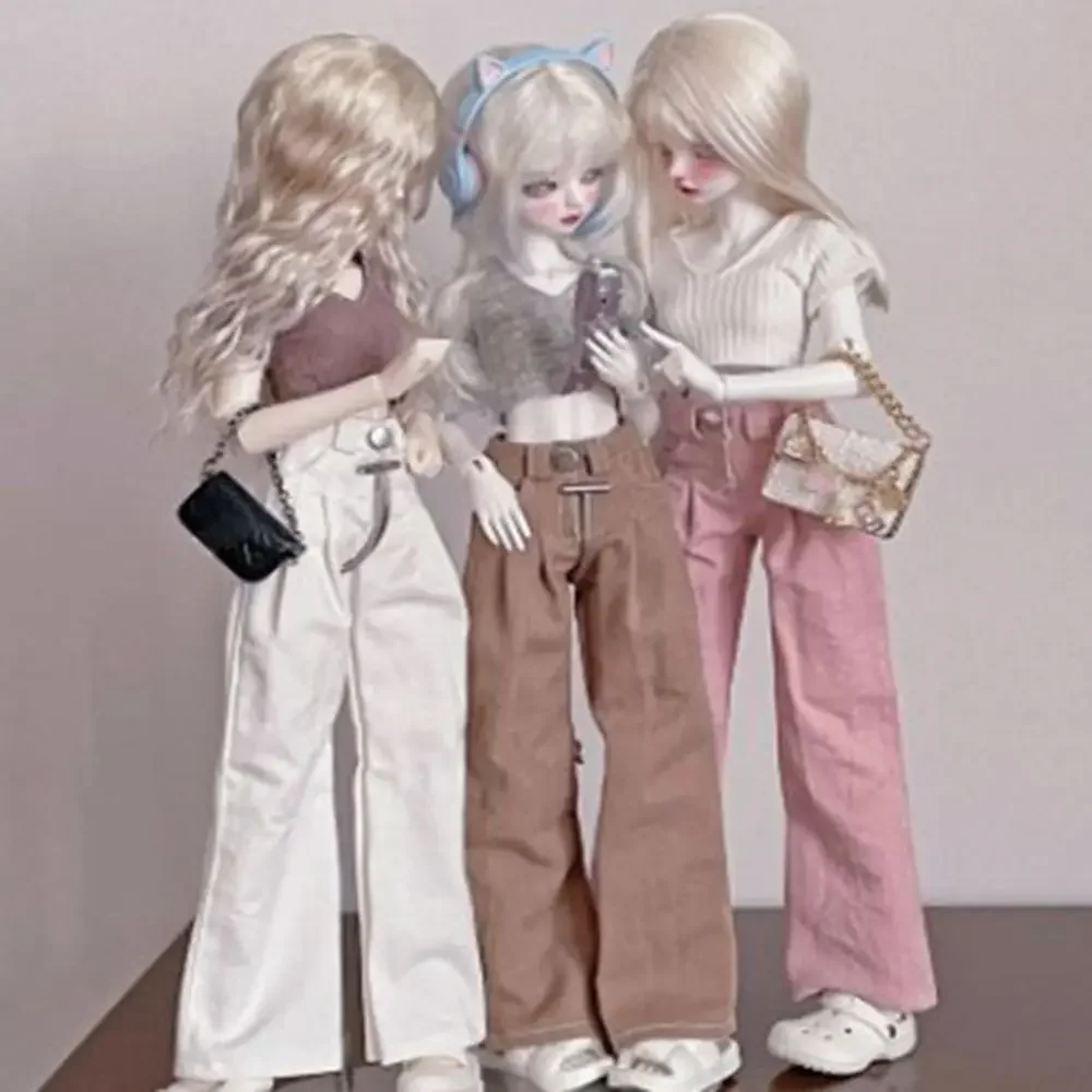 

Fashion Wide Leg Pants T-shirt Dolls Accessories Kids Toys Doll Princess Clothes Casual Wears Tops Trousers for 1/4 BJD Dolls
