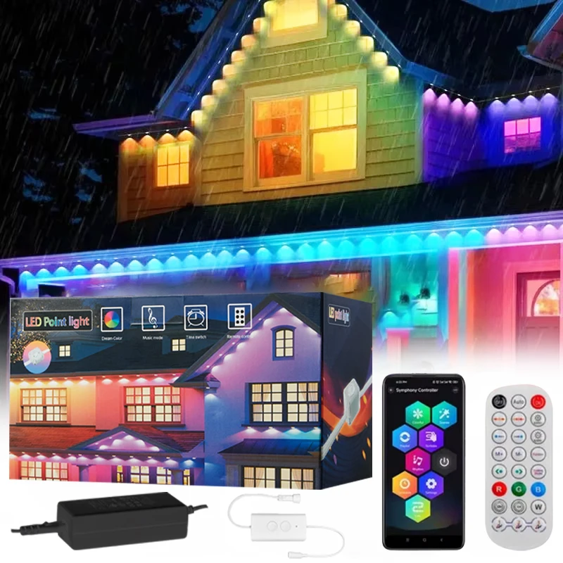 Permanent Outdoor Lights Smart RGBIC Eaves Lights with App & Remote LED Outdoor Lighting for House Christmas Party Holiday Decor