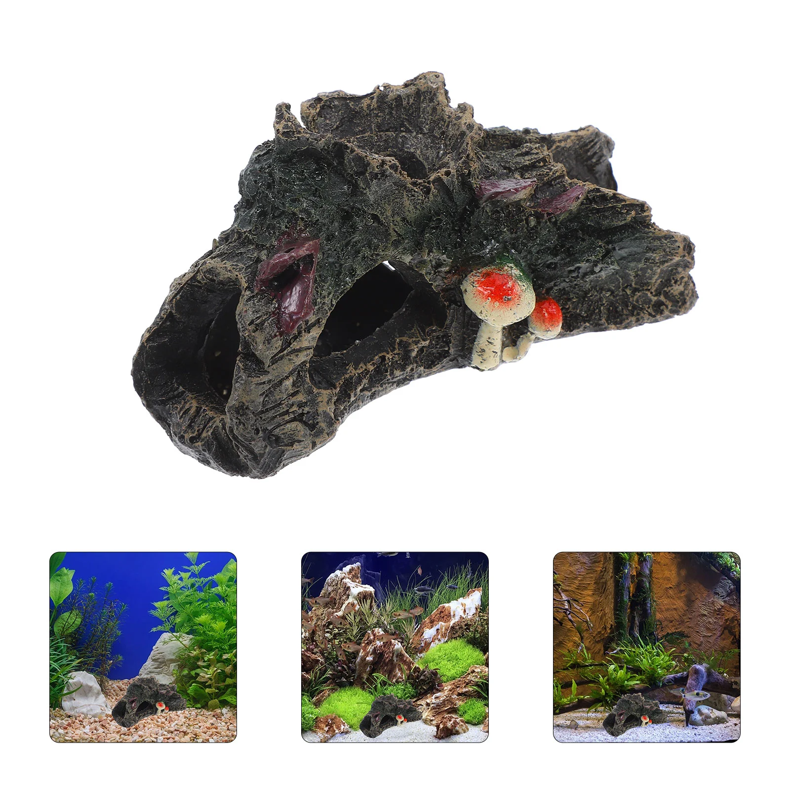 Simulated Decoration Animal Aquarium Decorations Hollow Tree Mossy Cave Hide Resin Trunk Hole Turtle Ornament