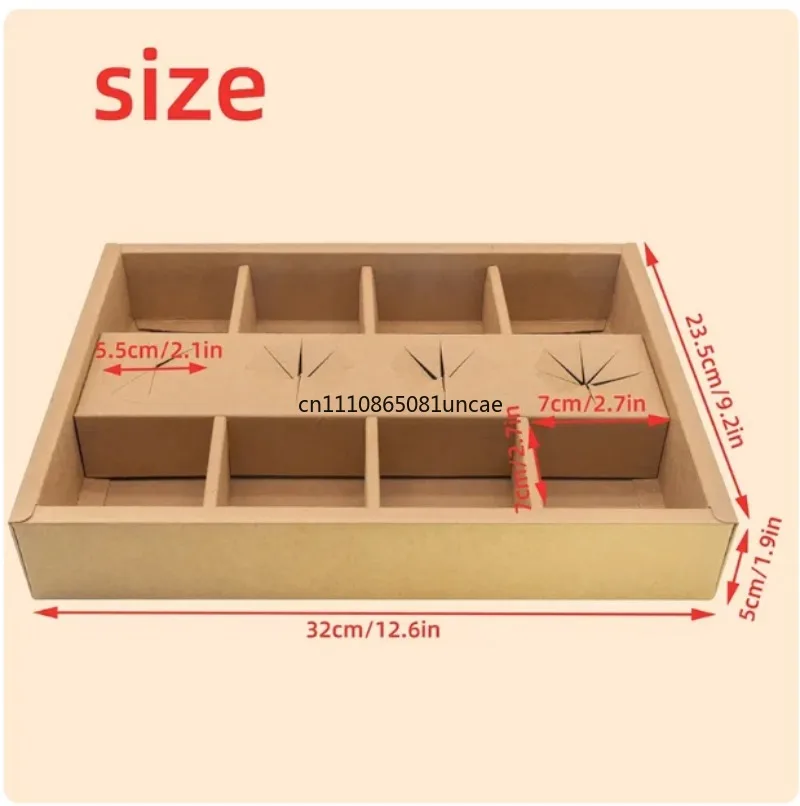 Food Display Box Takeaway Brunch Grazing Box with Dividers, White Paper Snack Candy Packaging Container