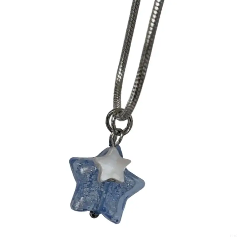 195C Lightweight Star Pendant Necklace with Translucent Acrylic-Look Charm for Outfit Styling, Daily Wear, and Styled Looks