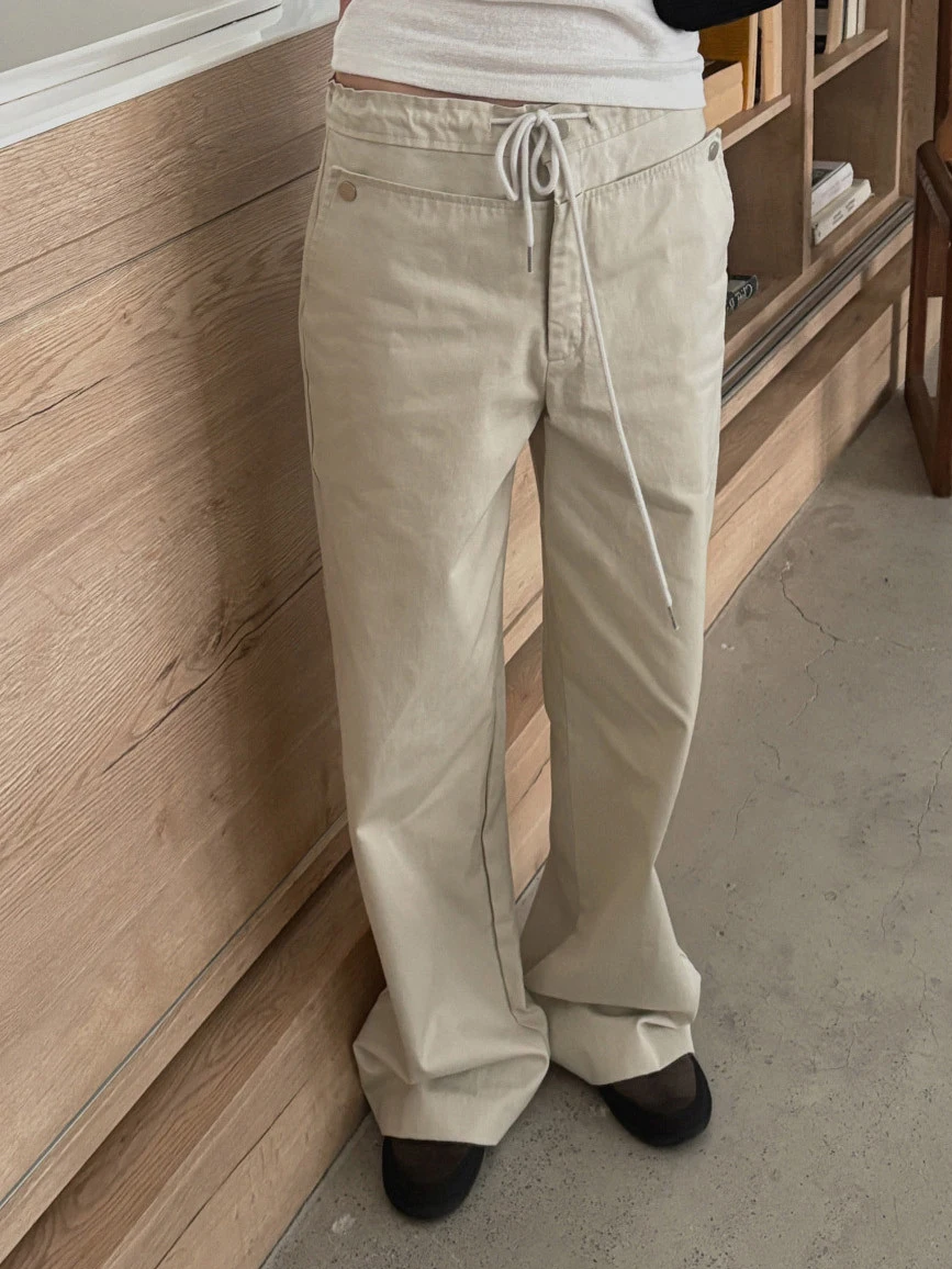 

Retro Commuter High Waist Straight Leg Casual Pants Women's Spring 2026 New Arrival Patchwork Design Breathable Cotton