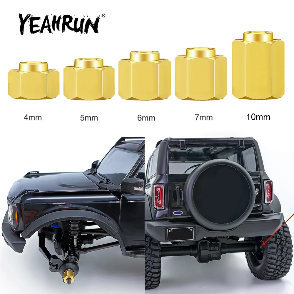 YEAHRUN 4Pcs 7mm Brass Wheel Hex Hub Extenders Adapters 4/5/6/7/10mm for TRX-4M 1/18 RC Crawler Car Upgrade Parts
