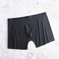 Super Lightweight Bulge Pouch Underwear Men Panties Ice Silk Boxers Seamless U Convex Trunks Male Sexy Shorts Plus Size L-XXXL 4