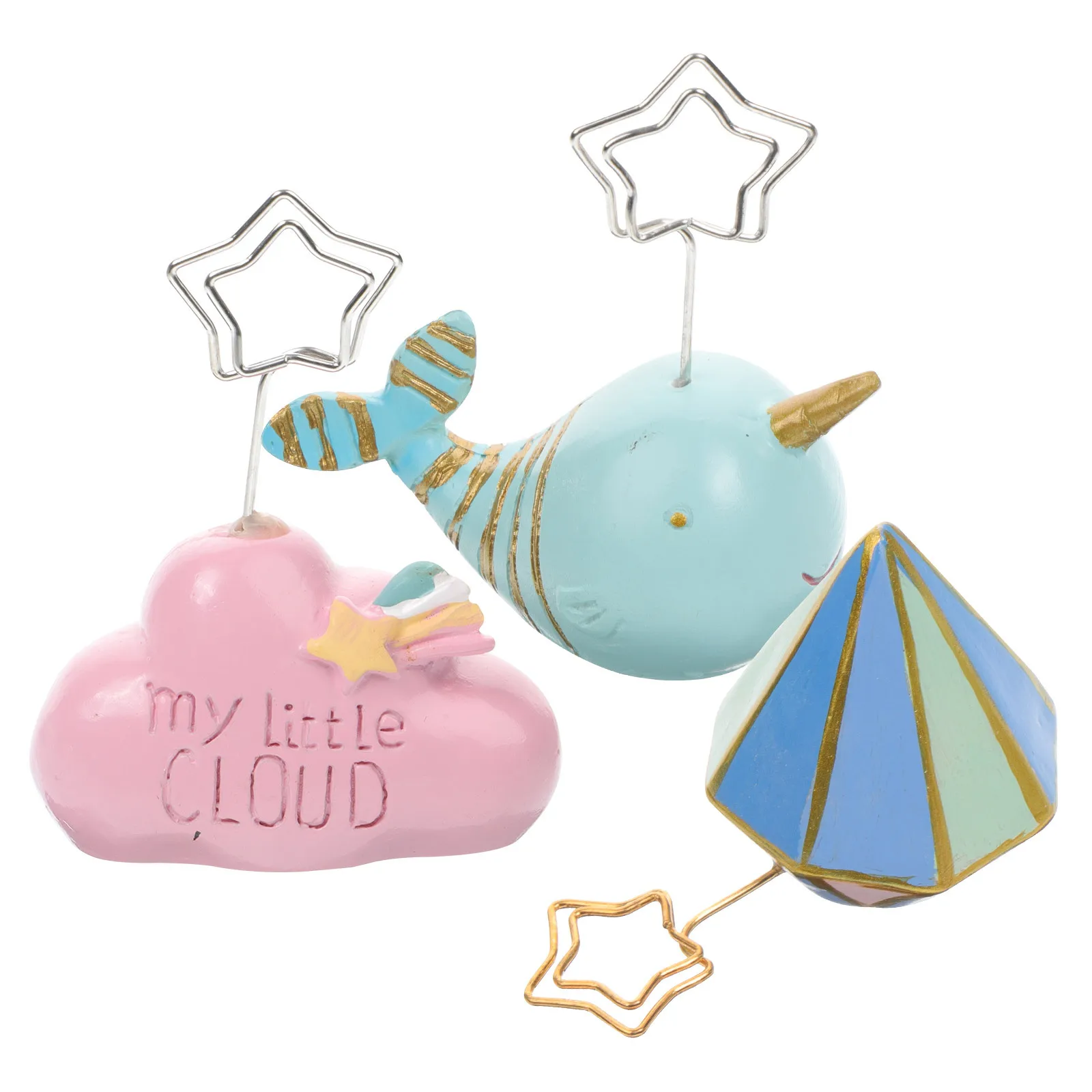 

3Pcs Cartoon Note Holder Resin Message Organizer Table Stand Desktop Clip for Christmas Birthday Party Decoration