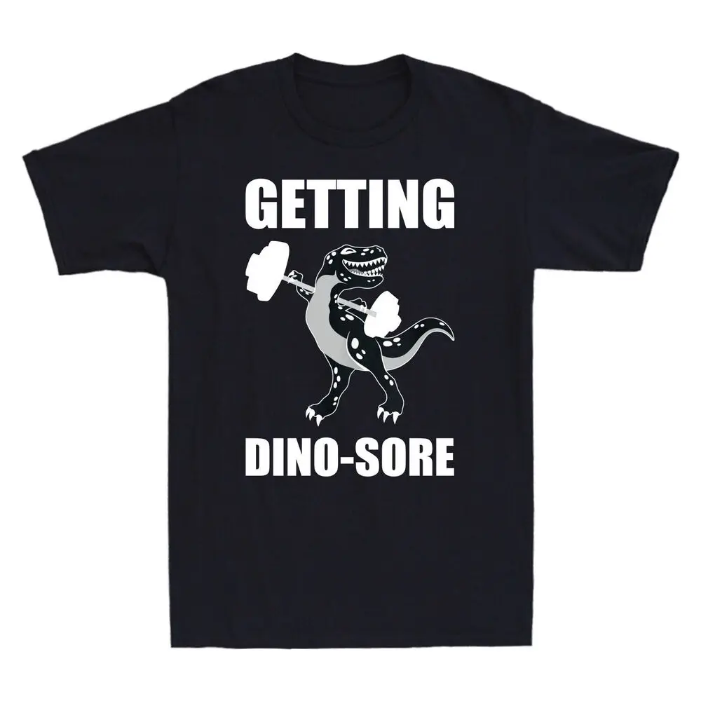 Dinosaur Weight Lifting Workout Getting Dino Sore Funny T Rex   Tee Anime Graphic T-shirts for Men Clothing Women