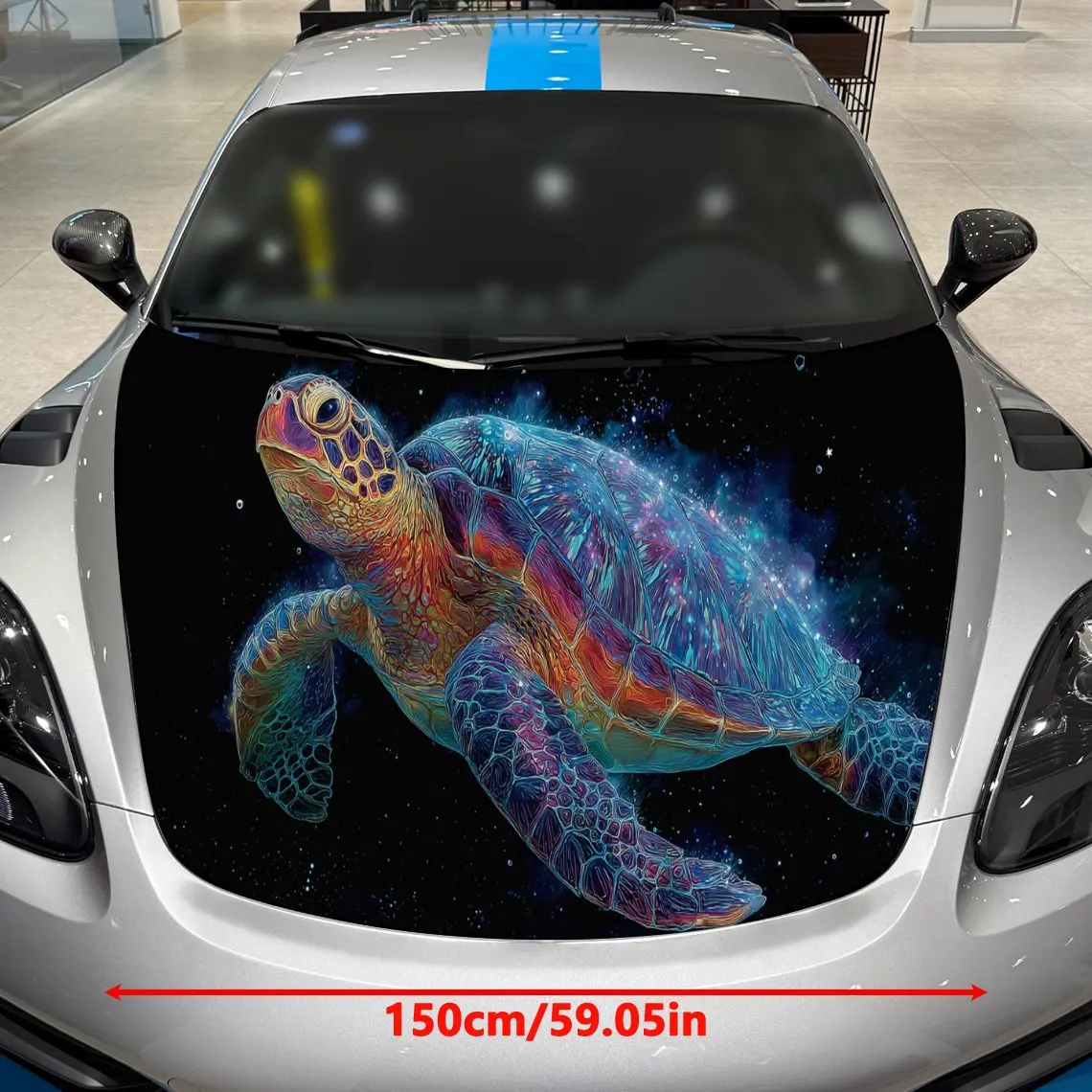 Mysterious Cosmic Sea Turtle Car Cover Sticker, Auto Hood Decal, Car Exterior Scratch Resistant Decal, Trendy Gift for Car Lover