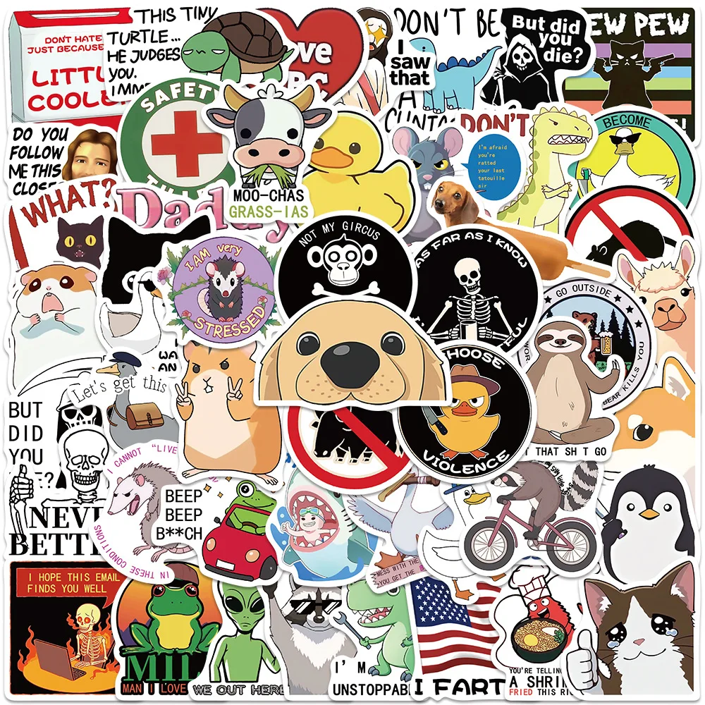 AliExpress NONE 50PCS Funny Snarky Phrase Stickers Meme DIY Decals Planner Laptop Bicycle Guitar Skateboard Car Gift Waterproof Stickers