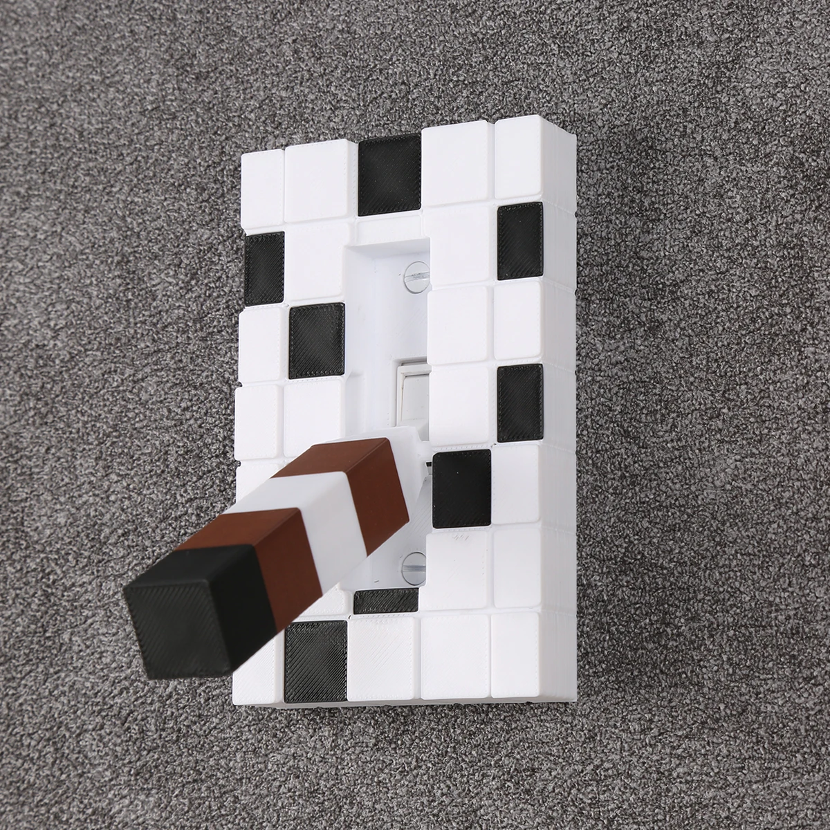 Cross - border Creative Pixel - style Switch Decoration, with Black and White Squares and Brown - white Striped Handle, Adds Fun