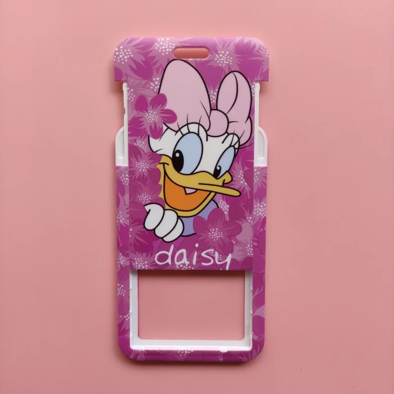 Disney Mickey Minnie Donald Duck Girls Slide Cover Student Card Case Hanging Rope Employee Case Lanyard ID Name Card Holder