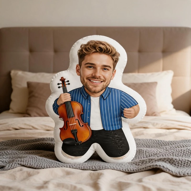 Custom Photo Shaped Pillow, Personalized Face on Rainbow Unicorn Float Design Decorative Cushion, Unique Novelty Home Decor Acce
