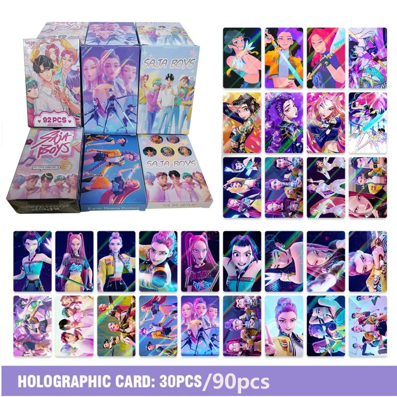 

30/92 шт. лазерная карта для студентов, двусторонние модные коллекционные карты Kpop, охотники на демонов, аниме, мультяшная анимация, окружающий подарок для детей