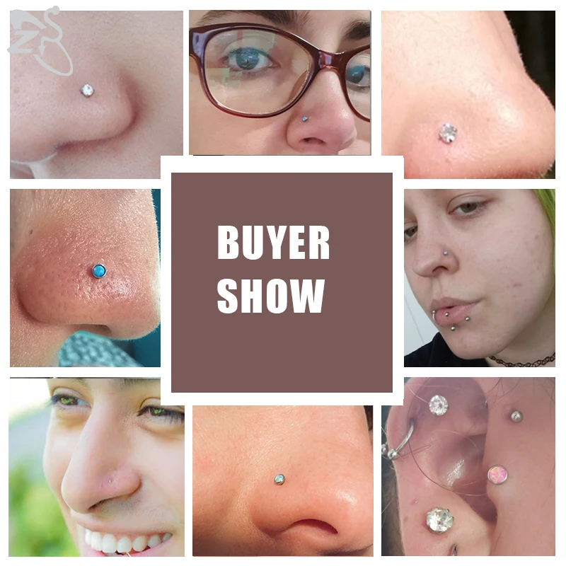 Stainless Steel Moon Heart Skull Nose Stud