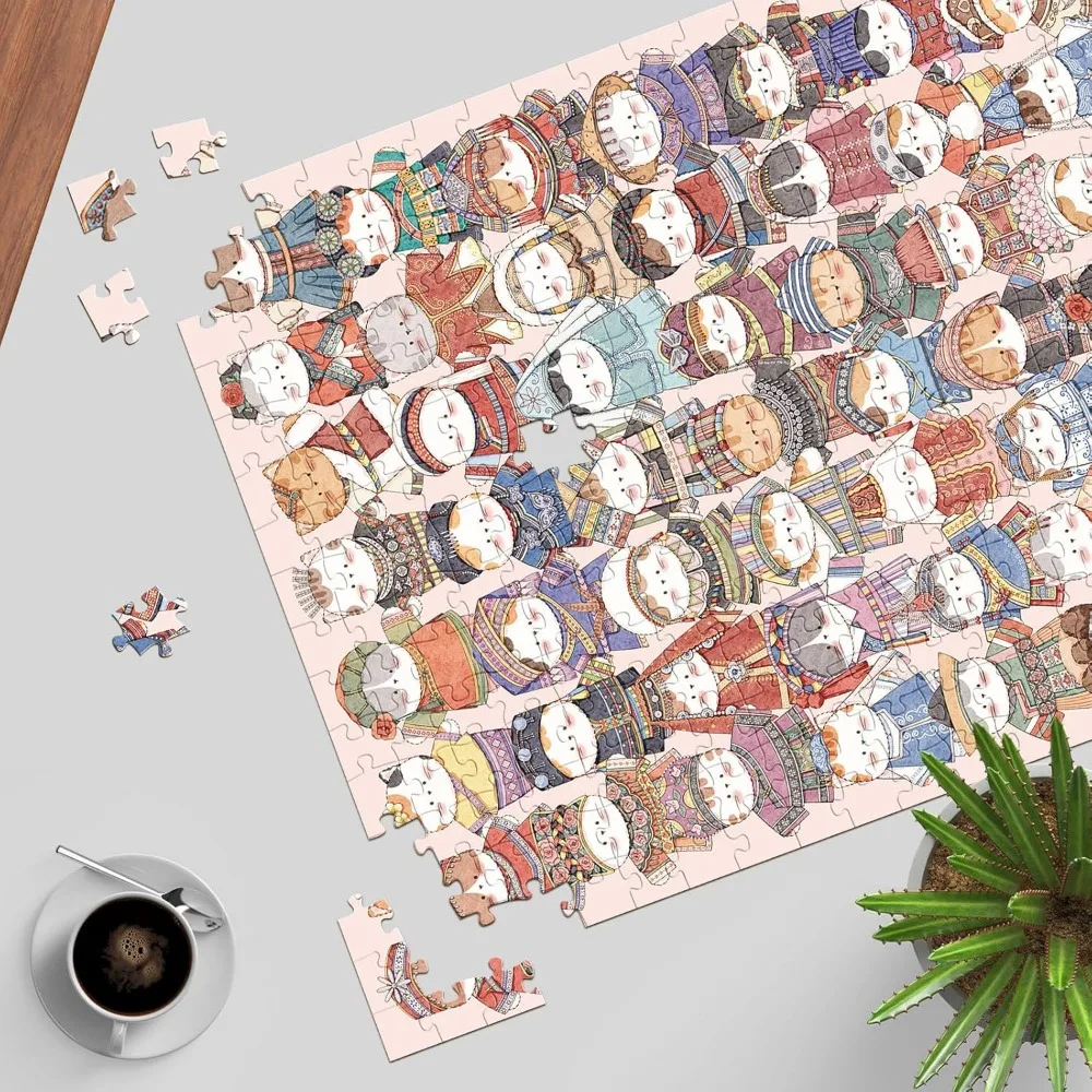 Puzzle per sfilata di moda felino per adulti 1000/500/300/120 pezzi Giocattolo di intrattenimento antistress Simpatico gattino Cartoon Puzzle regalo