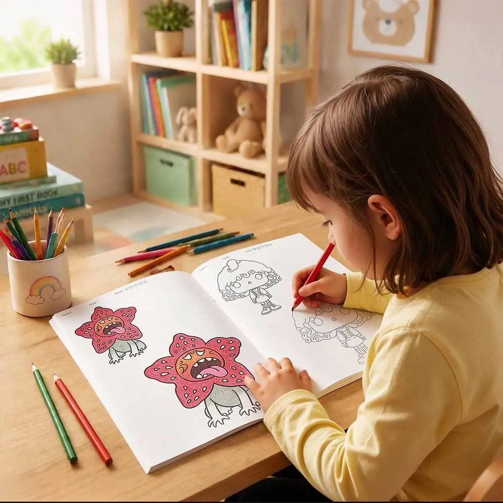 Kids Q-Style Coloring Book with Cartoon Heroes & Monsters - DIY Creative Activity Book for Boys & Girls, Fun Drawing Gift