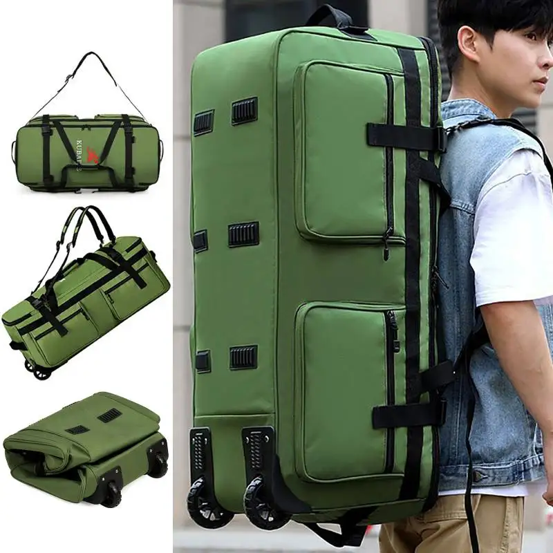 

Wheeled Duffel Bag Foldable Travel Bag Large Portable Overnight Suitcase Backpack Outdoor Camping Beach Car Bags Hiking Rucksack