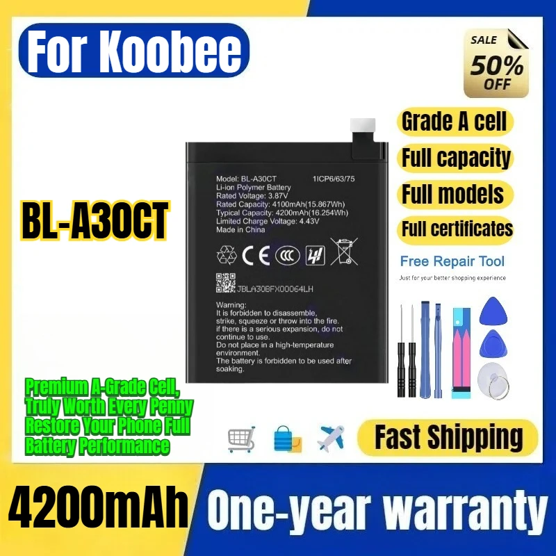 BL-A30CT for Koobee Mobile Phone Battery 0 Cycle High Quality High Capacity Battery Replacement Bateria Grade A Cell with Tools