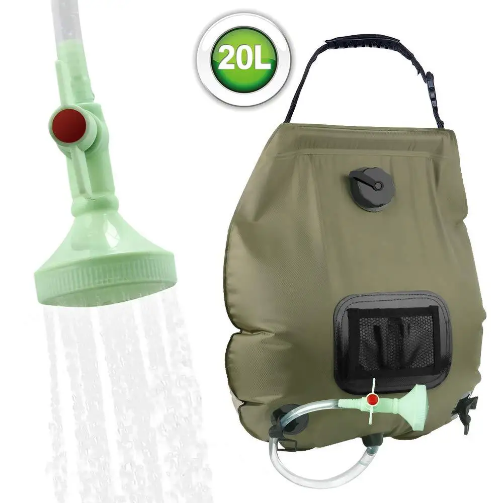 20L Torba do kąpieli na świeżym powietrzu Solar Hiking Camping Shower Bag Portable Ogrzewanie Kąpiel Torba do przechowywania wody Wąż Przełączana