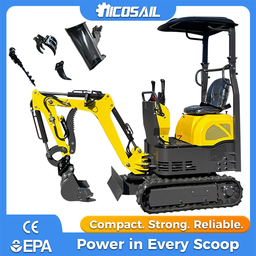 

Nicosail 0.6 Ton Mini Excavator 6.5kW Euro 5 Engine CE Certified Small Digger Micro Bagger for Farm Garden Construction