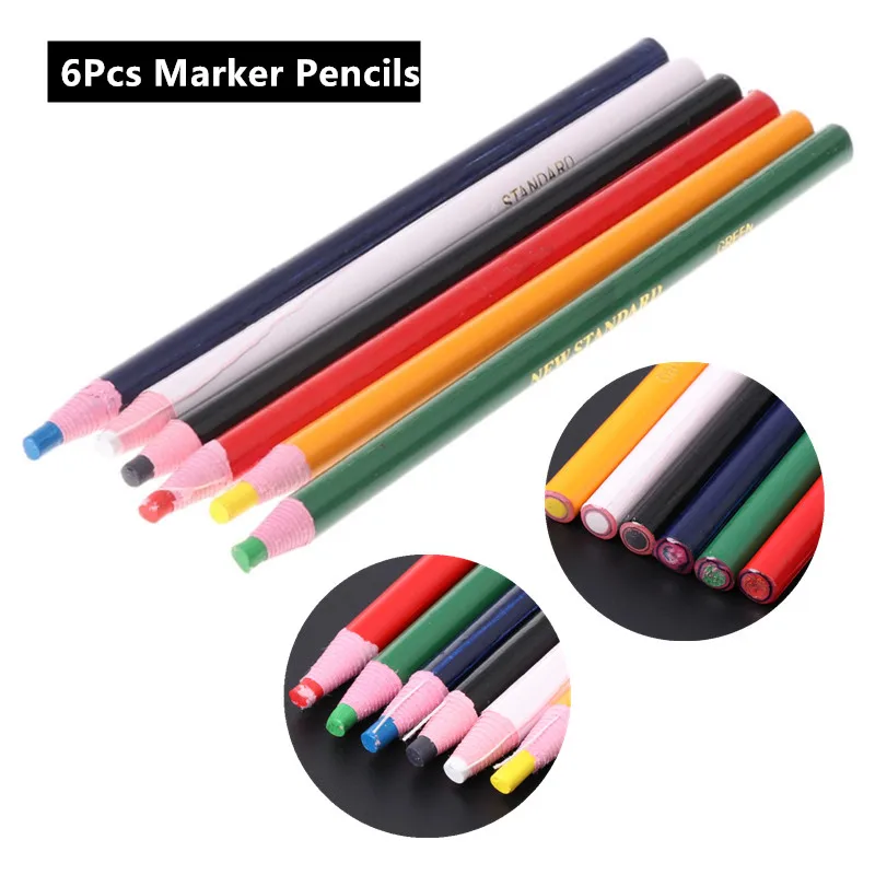 6Pcs Multicolor Fabric Cloth Marker Pencils Cut-Free Sewing Chalk Tailor Pen For Garment Leather Marking Crayon Sewing Tools