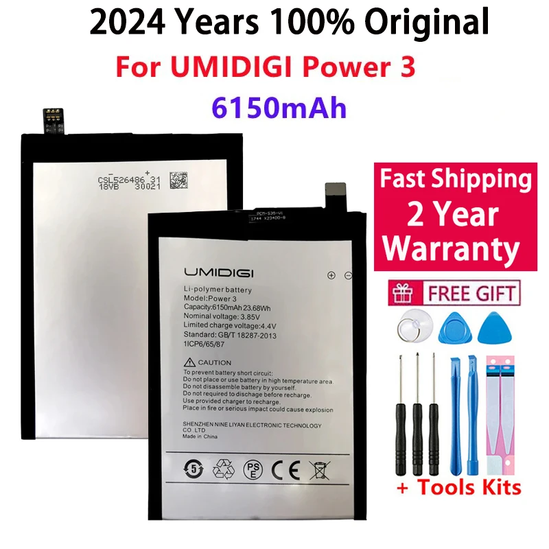 

2024 Years New 100% Original 6150mAh Replacement Battery For UMI Umidigi Power 3 High Quality Batteries Bateria Fast Shipping