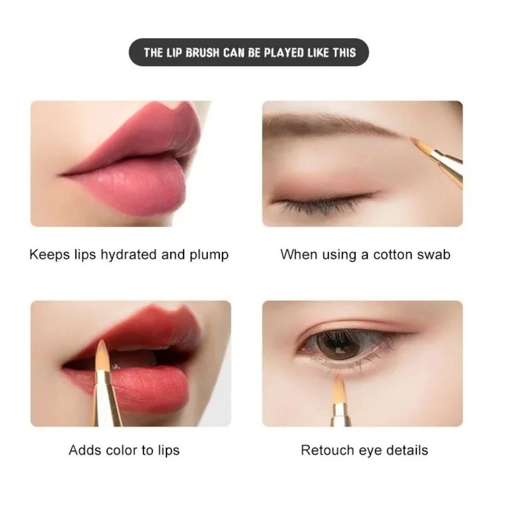 Retractable Lip Makeup Brush Lipstick Lip Gloss Brush Telescopic Dual Use Lip Eyeshadow Brush Beauty Tools With Protect Cap