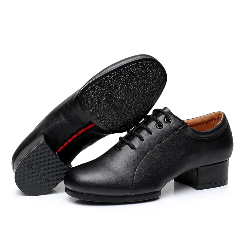 Men's Dance Shoes Square Ballroom Dancing Leather Shoes Standard Shoes Two-Point Sole Male Modern Shoes Comfortable Sneakers