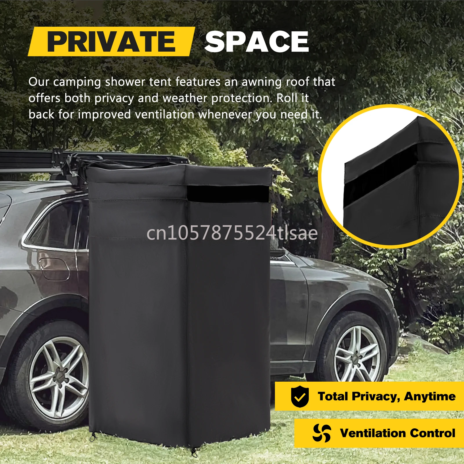 Adjustable Height Vehicle Mount Camping Easy Setup Shower Tent Awning Car Side Shower Tent Toilet Bathing Tent