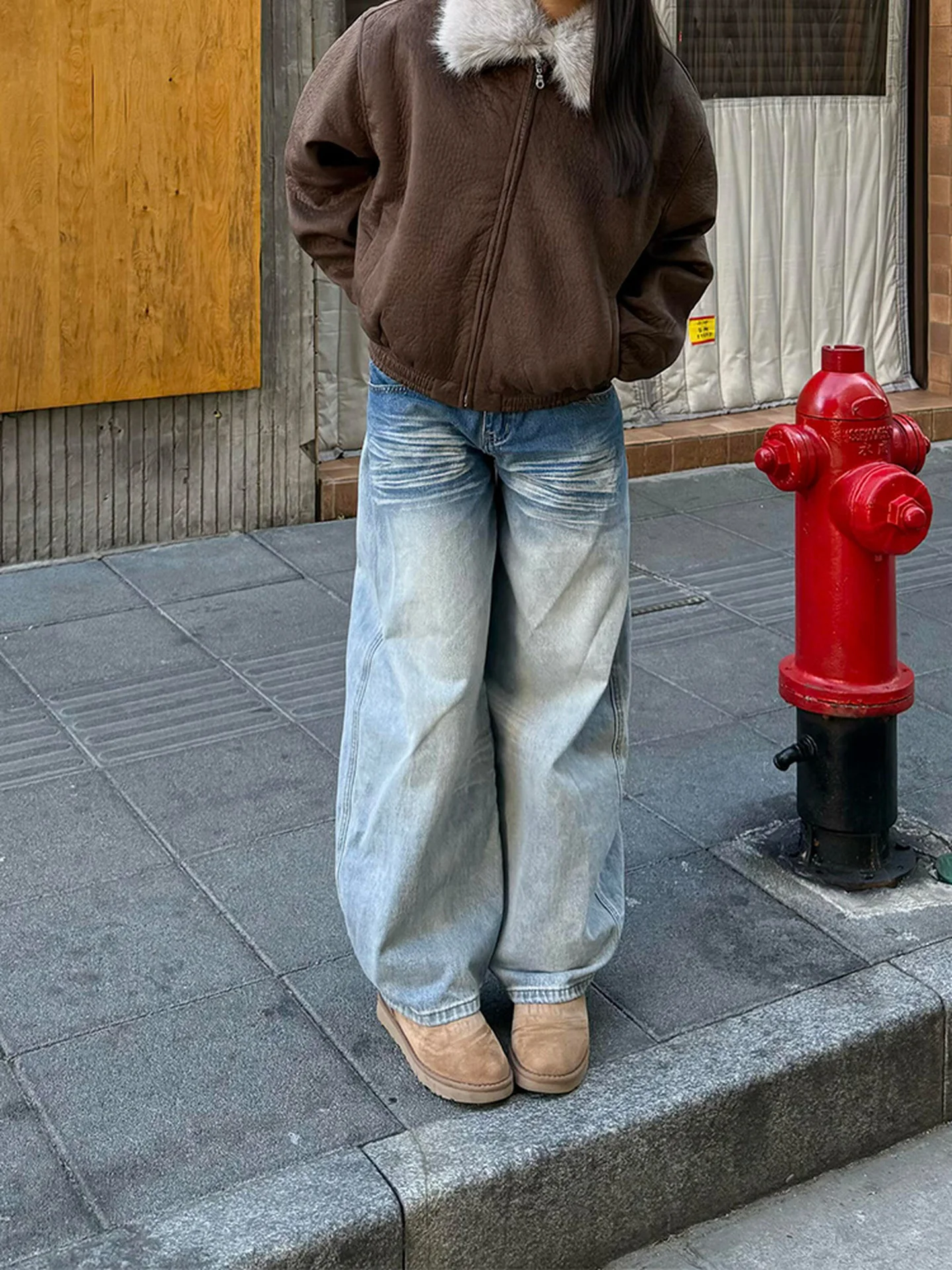 plus Size American Retro Casual Denim Jeans Women's Autumn Winter New Sle Pear ape Light Colored Straight Leg Pants