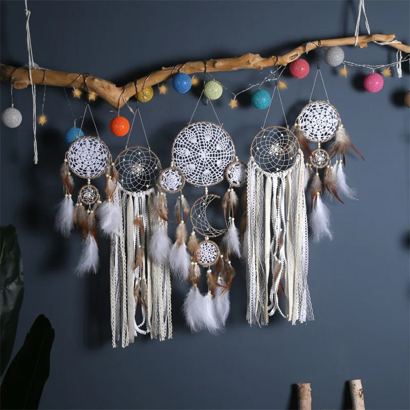 

Nordic Wind Chimes for Wall Decoration Dream Catching Net Wind Chimes Home Decoration Ins Style 5 Piece Set