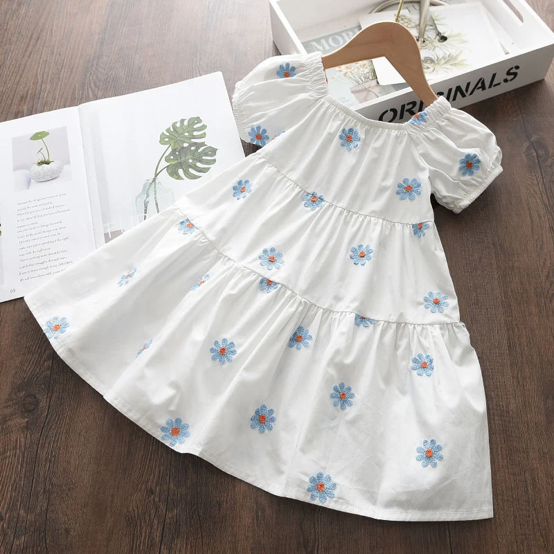 Baby Girls Casual Floral Dress New Summer Fashion Kids Princess Dresses Children Sweet Flowers Party Vestidos Cute Suits 3-7Y