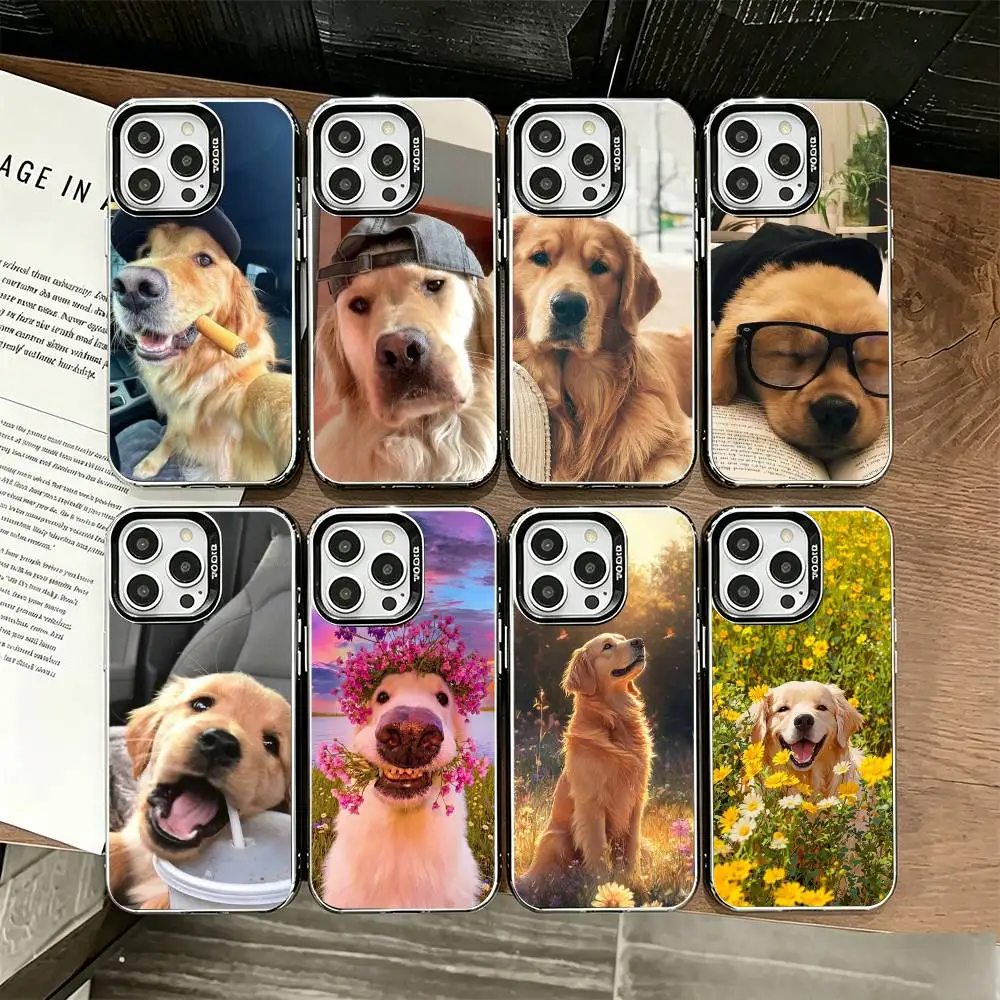 

Cute Golden Retriever Dog Phone Case For 17 16e 16 15 14 13 12 11 mini Pro Max X XR XSMAX 8 7 Air Plus