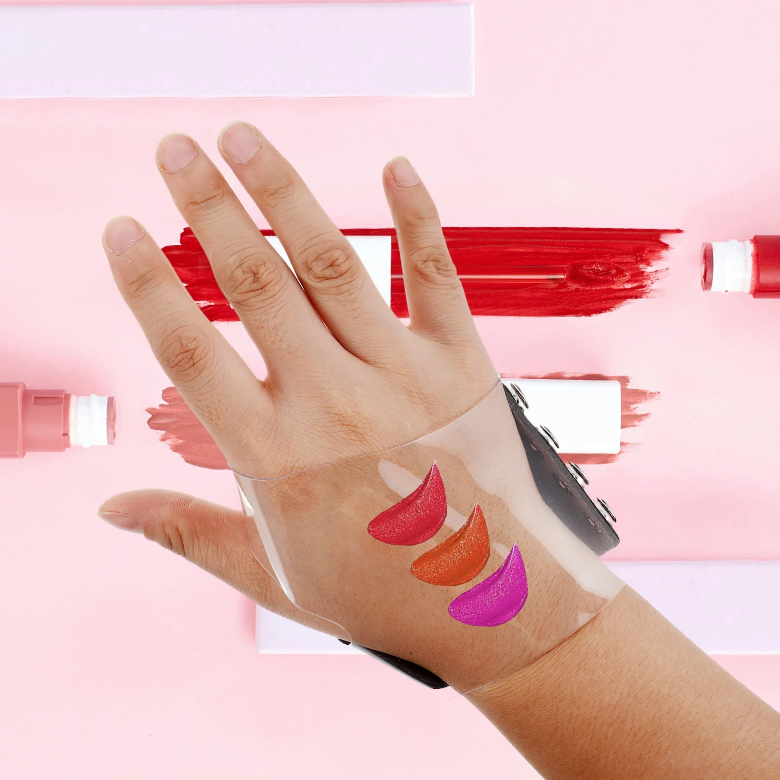 Placa mezcladora de maquillaje transparente, bandeja mezcladora de PU de mano para base, sombra de ojos, lápiz labial, paleta de mezcla de maquillaje