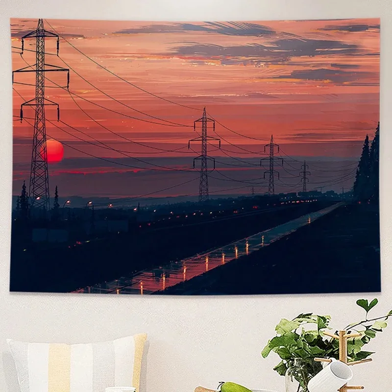 Evening Printed Tapestry Decor Backdrop Cloth Sunset  Home Bedroom Wall   Hanging гобелен