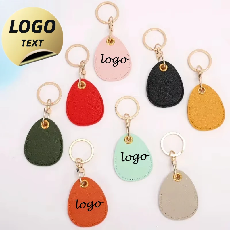 

Laser Customized LOGO Rectangle Keychain Leather Blank Round Water Droplet Engrave Car Keyring Access Card Personalize Keyring