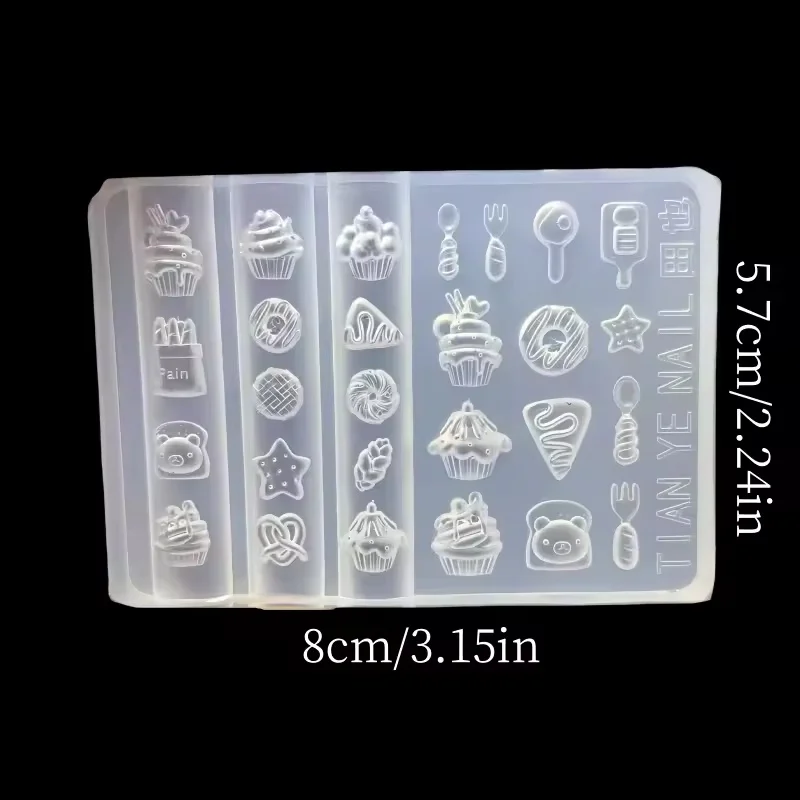 

1 шт., торт, мороженое, свинья, пончики, 3D акриловая форма, украшение для ногтей, дизайн «сделай сам», силиконовый шаблон для ногтей, форма для ногтей