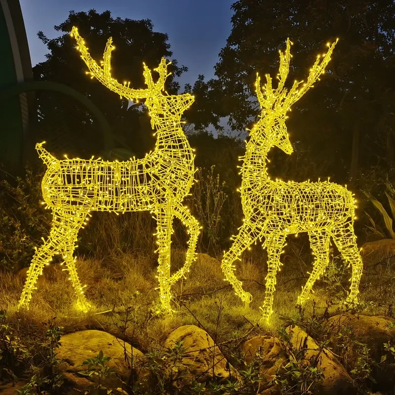Christmas Outdoor LED Elk Modeling Lights IP65 Waterproof 3500K Warm White 10000 Hours Festival Landscape Lighting