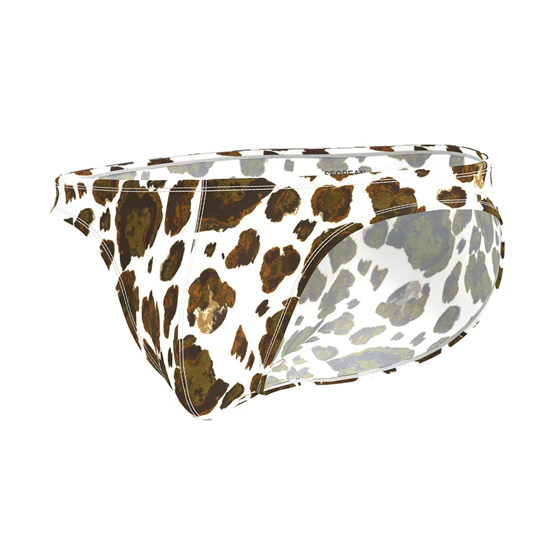 Men's triangle underwear ice silk quick drying thin, breathable, high elasticity, low waist, leopard print sexy view 3