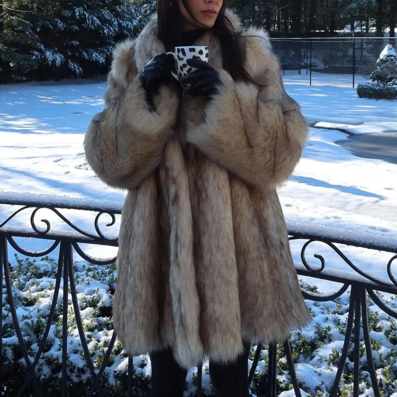 Long-sleeved Faux Fur 2025 Winter Comfort, Leisure and Warmth Women's Coat
