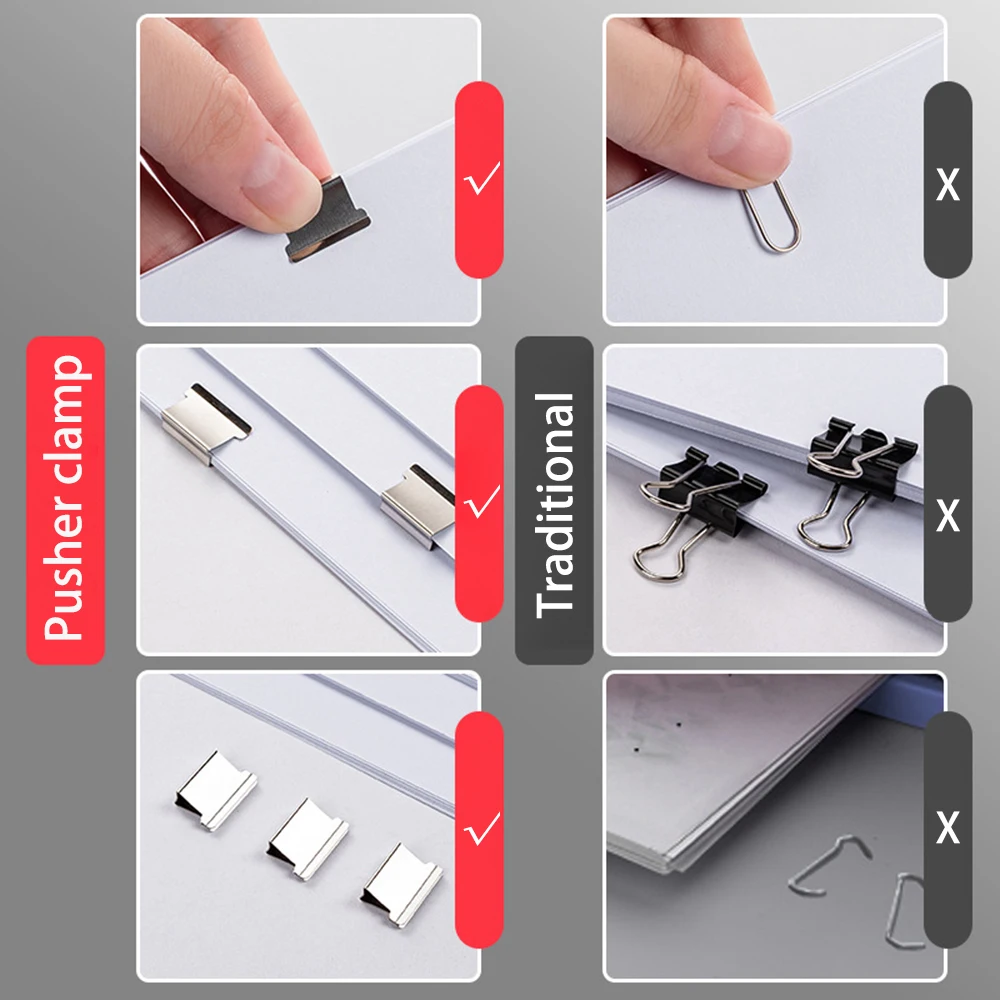 Mini Traceless Reusable Hand Clamp Push Stapler Paper Book File Office School Student Binder Binding Tools Supplies Accessories