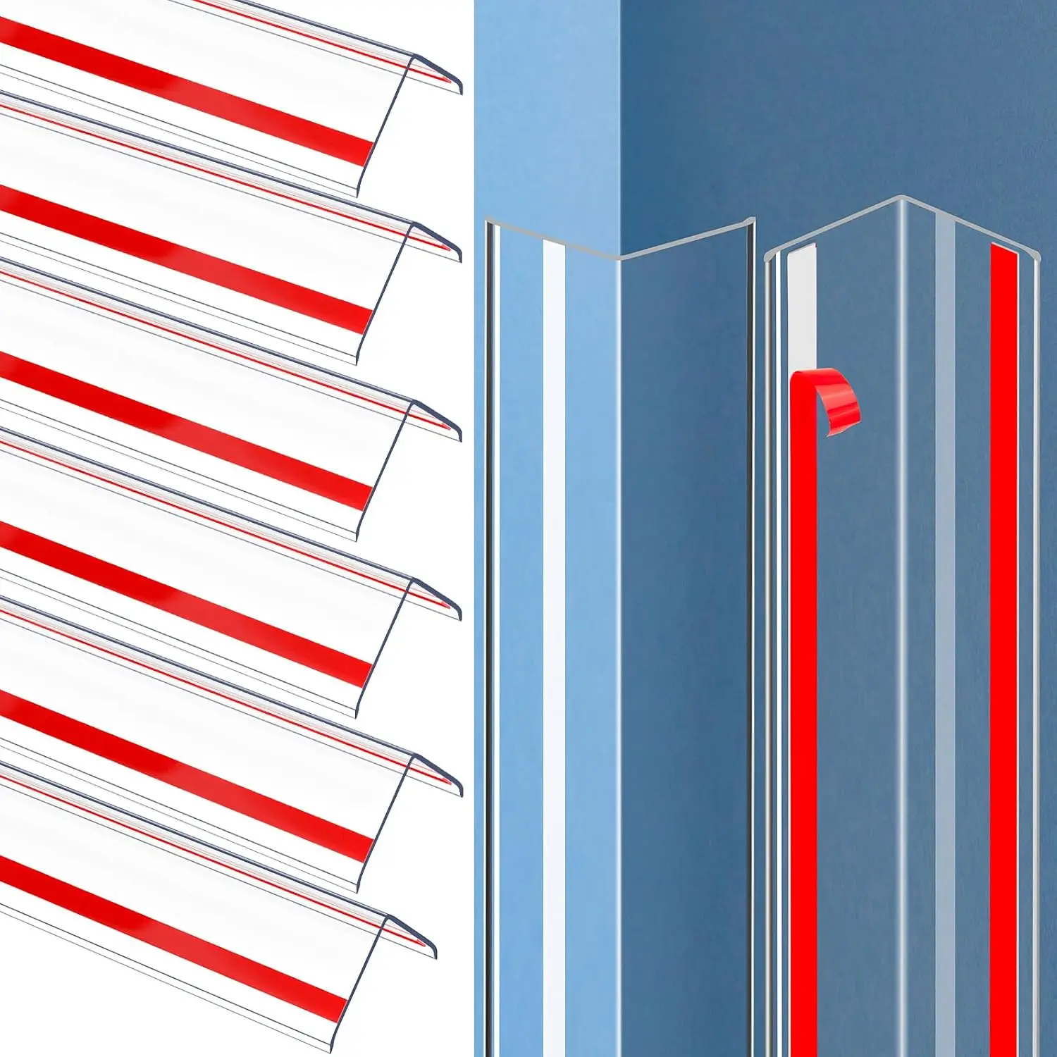 

Набор из 6 прозрачных самоклеящихся защитных уголков для безопасности детей, мебели и защиты от острых краев (100x3 см)