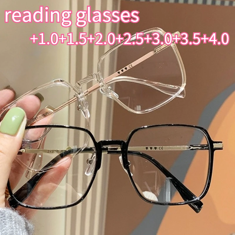 2pcs Extra Large Anti Blue Light Men's and Women's Eye Protection Super Light Presbyopia Glasses Suitable for Office Wear