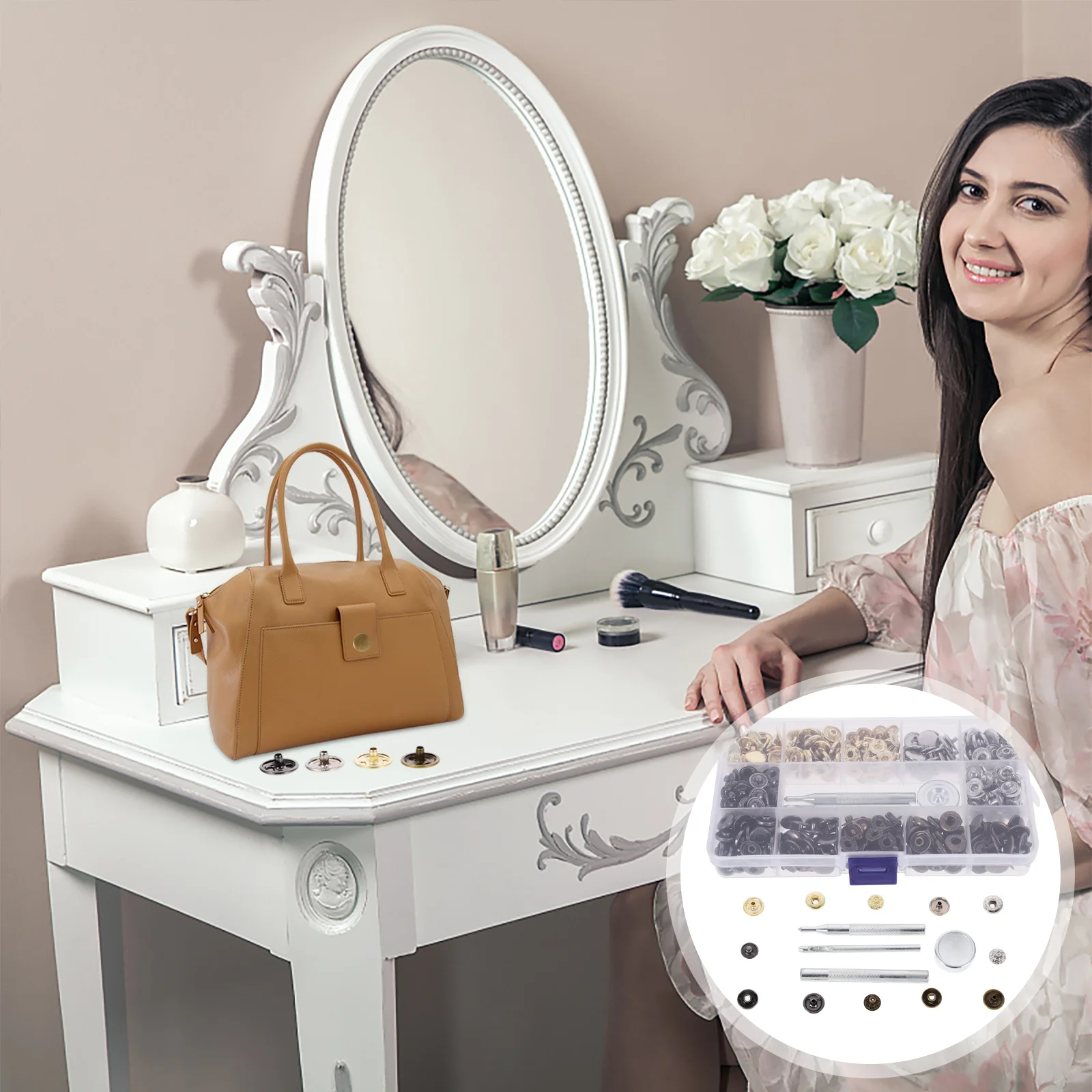 

Exquisite Handmade Round Iron Buttons Snaps for Clothes Bags Crafts Sewing No- Install Snaps for Sewing