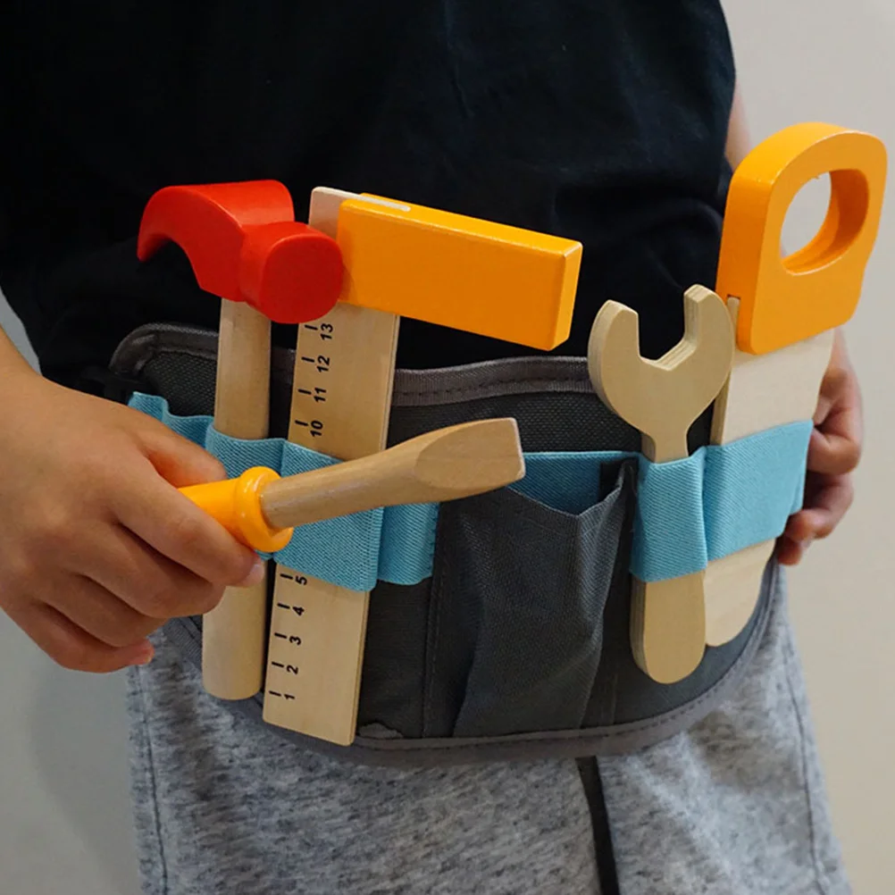 1 conjunto de ferramentas de reparo de imitação de madeira, bordas suaves seguras, conjunto de aprendizagem cognitiva para crianças, presente educacional precoce