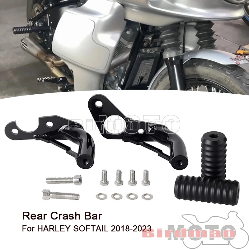 For Harley Softail Fat Bob Street Bob Low Rider Standard FXST FXFB FXBB FXLR 2018-2023 Rear Foot Passenger Peg Highway Crash Bar