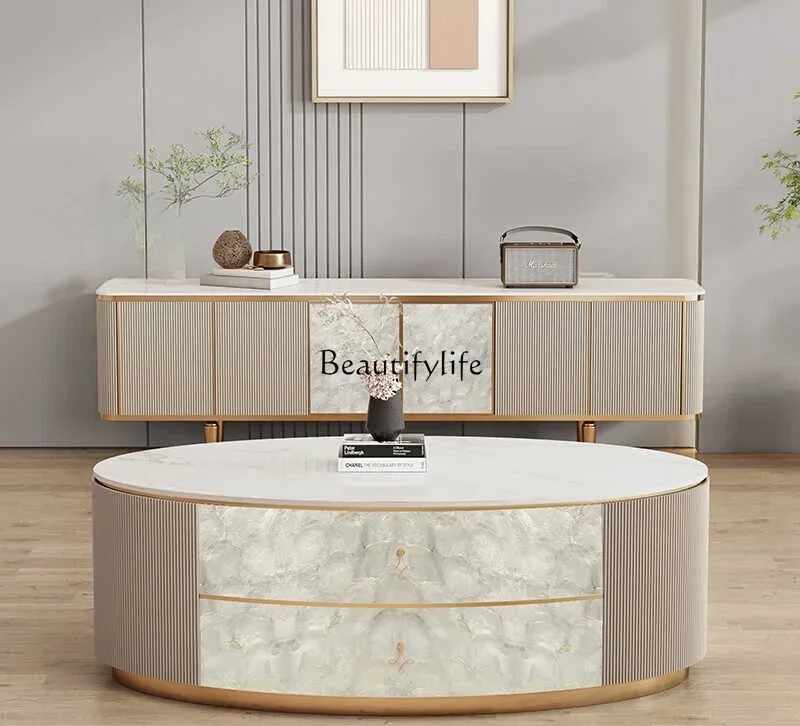 

XX39Italian shell modern light luxury solid wood coffee table TV cabinet audio-visual cabinet