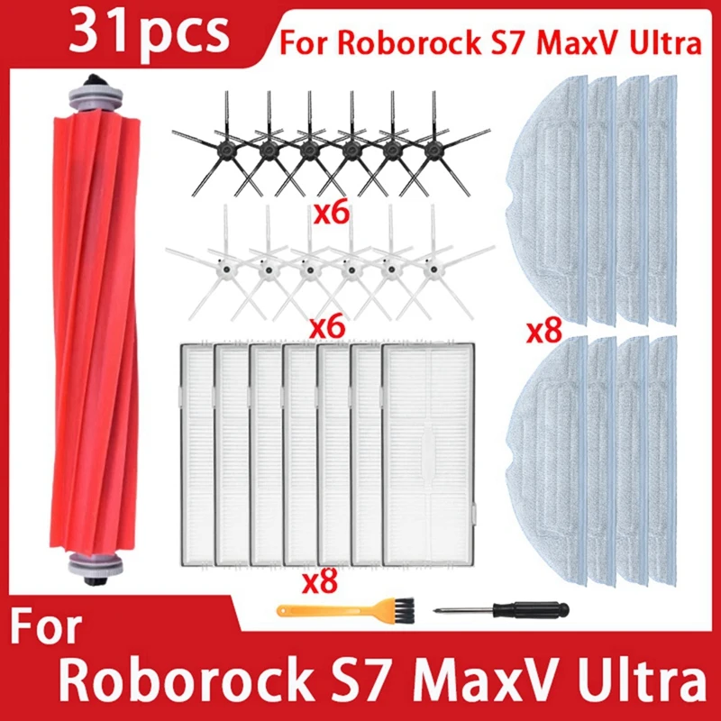 Para roborock s7 maxv ultra robô aspirador de pó escova lateral filtro hepa pano peças reposição acessórios