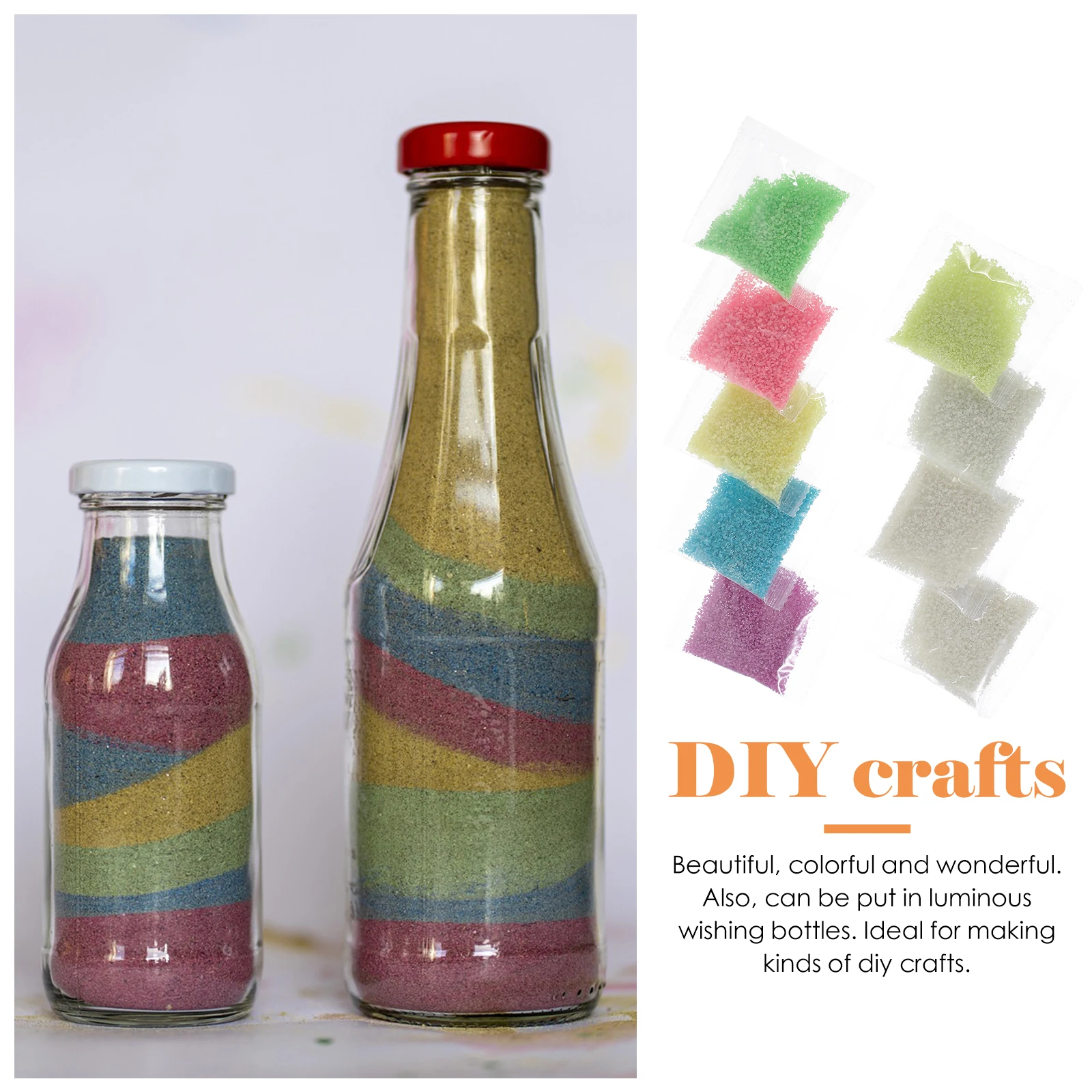 

9pcs Luminous Sand For Wishing Bottle Glow In The Dark Fluorescent Particle Craft Decorative Sand Reusable Safe Material Home